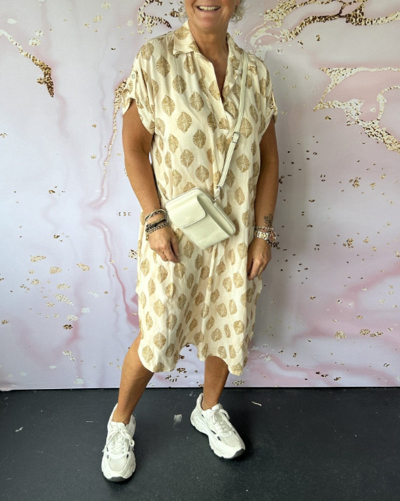 Liora™ | Robe de printemps ample avec col à revers et manches courtes