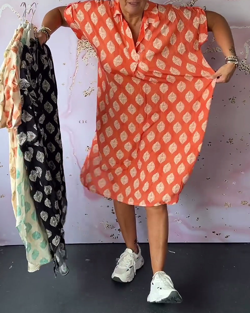 Liora™ | Robe de printemps ample avec col à revers et manches courtes