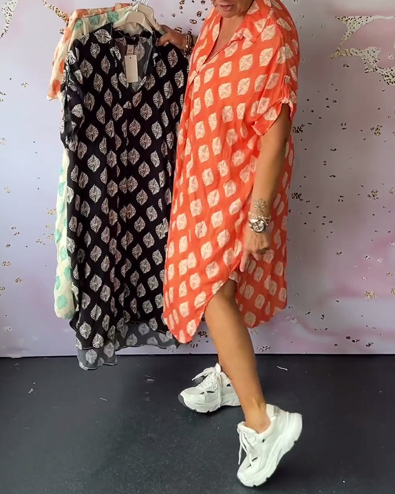 Liora™ | Robe de printemps ample avec col à revers et manches courtes