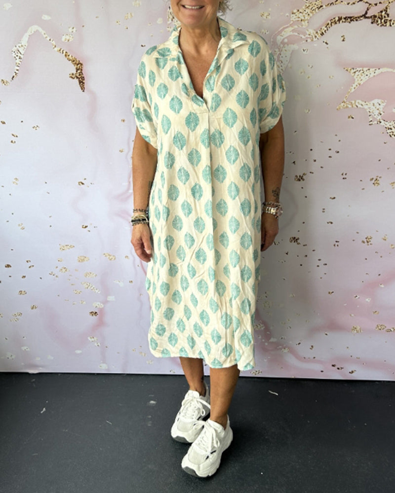 Liora™ | Robe de printemps ample avec col à revers et manches courtes