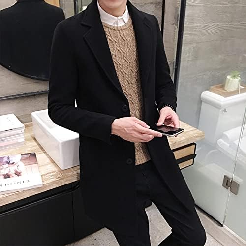 | Nouveau manteau long en coton et laine mélangée pour hommes - Mode décontractée et professionnelle