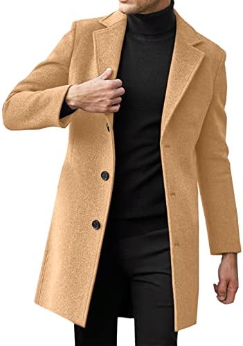 | Nouveau manteau long en coton et laine mélangée pour hommes - Mode décontractée et professionnelle