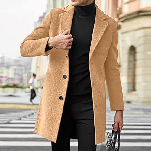| Nouveau manteau long en coton et laine mélangée pour hommes - Mode décontractée et professionnelle