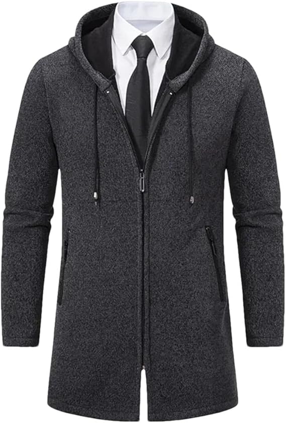 | Sweat-shirt à capuche surdimensionné à fermeture éclair pour hommes - Manteau d'hiver à manches longues