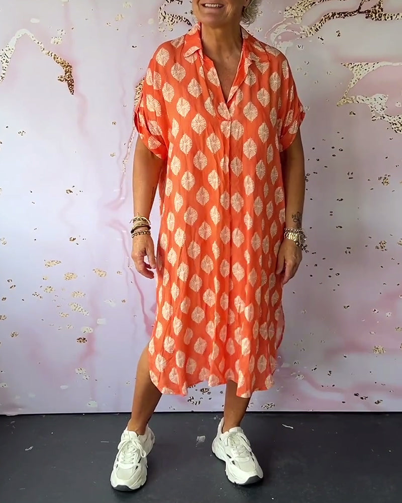 Liora™ | Robe de printemps ample avec col à revers et manches courtes