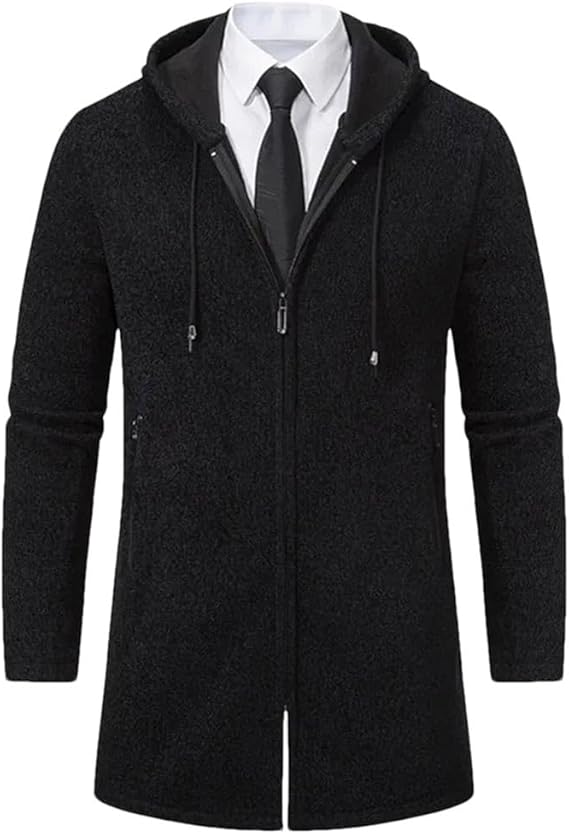 | Sweat-shirt à capuche surdimensionné à fermeture éclair pour hommes - Manteau d'hiver à manches longues