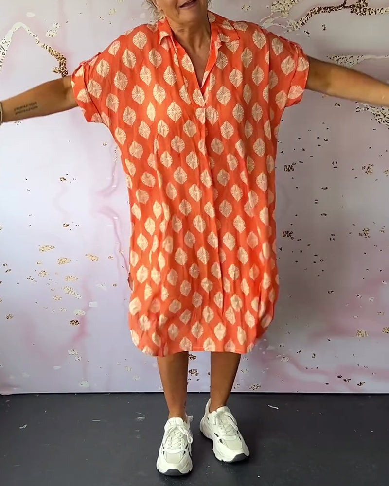 Liora™ | Robe de printemps ample avec col à revers et manches courtes