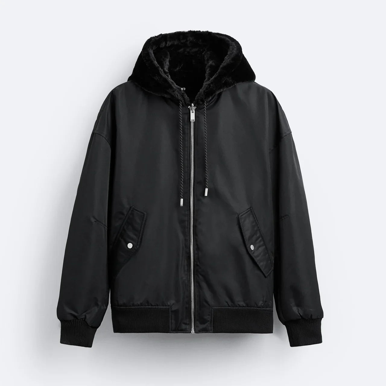 | Veste de vol à capuche double face pour hommes avec polaire et fermeture éclair
