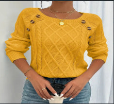 Pull tricoté à col carré