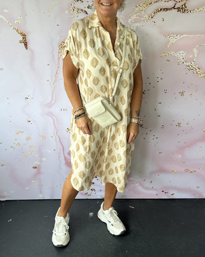 Liora™ | Robe de printemps ample avec col à revers et manches courtes