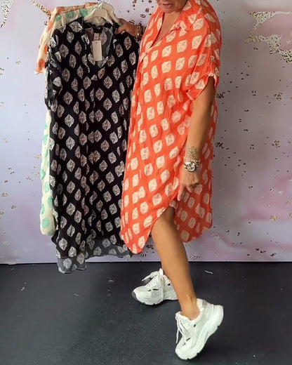 Liora™ | Robe de printemps ample avec col à revers et manches courtes