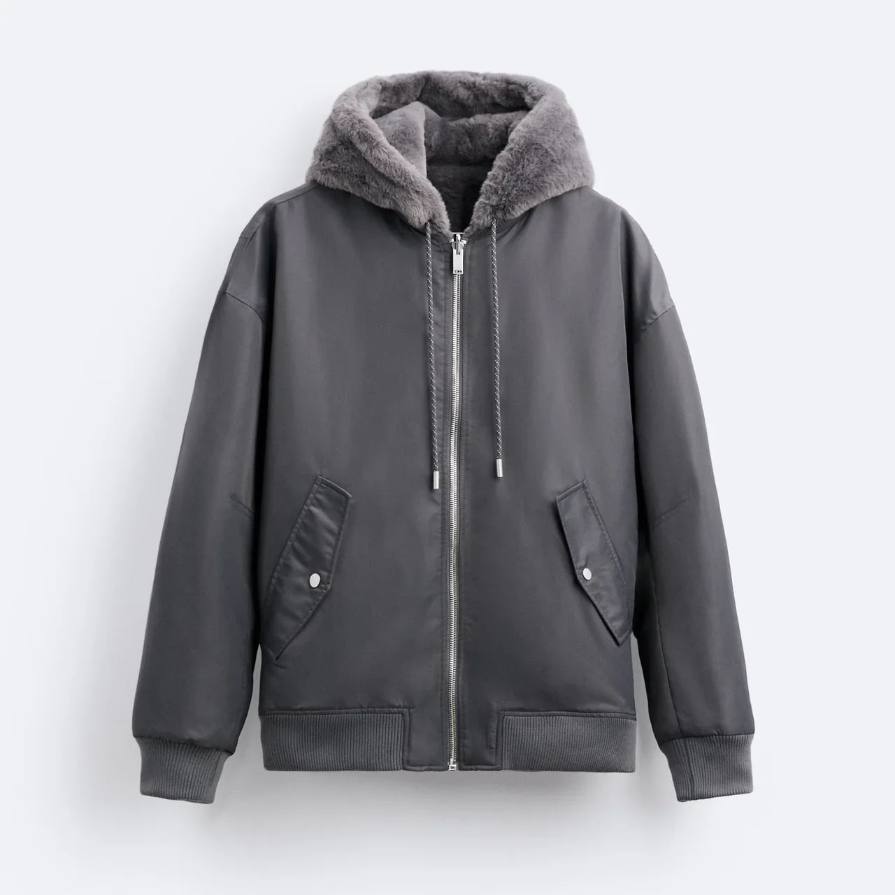 | Veste de vol à capuche double face pour hommes avec polaire et fermeture éclair