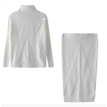 Ensemble Pull col roulé , jupe chaude ajustée