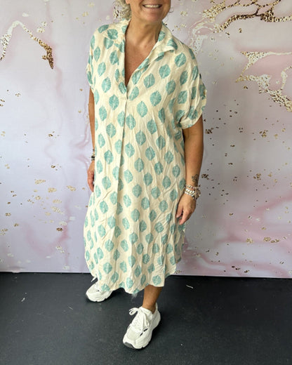 Liora™ | Robe de printemps ample avec col à revers et manches courtes