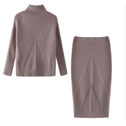 Ensemble Pull col roulé , jupe chaude ajustée