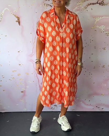 Liora™ | Robe de printemps ample avec col à revers et manches courtes