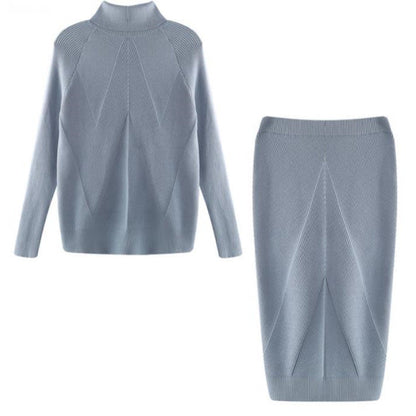 Ensemble Pull col roulé , jupe chaude ajustée