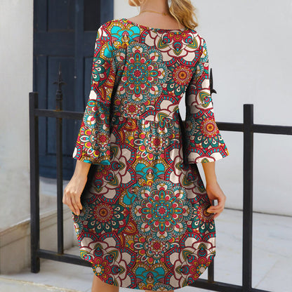 Robe Imprimée Bohème Vintage