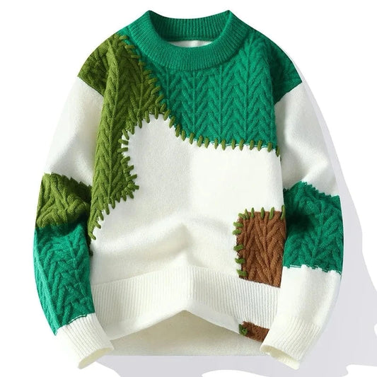 Sébastien Pull patchwork décontracté - Un Style Unique et Confortable