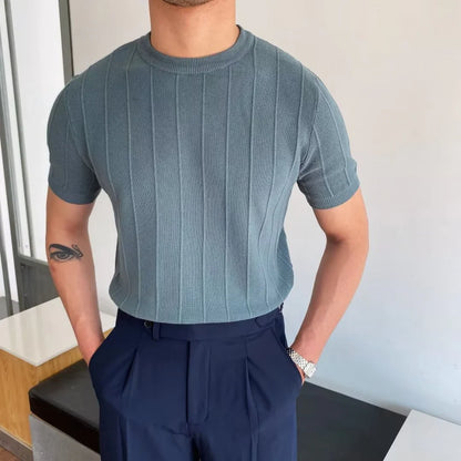 |T-SHIRT À COUTURES SOLIDES POUR HOMMES