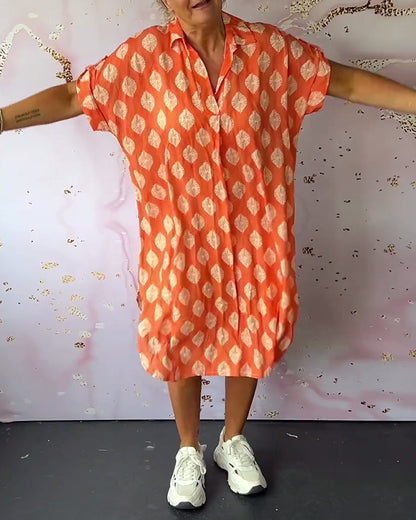 Liora™ | Robe de printemps ample avec col à revers et manches courtes