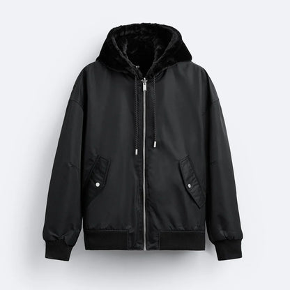 | Veste de vol à capuche double face pour hommes avec polaire et fermeture éclair