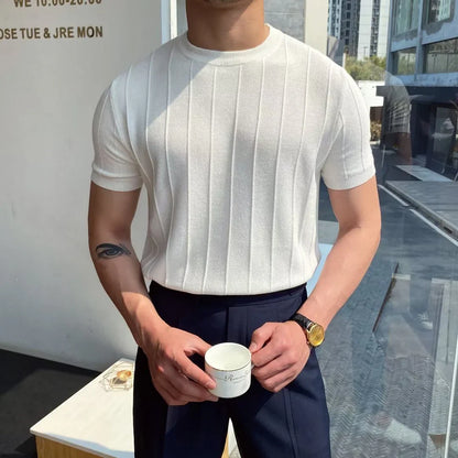 |T-SHIRT À COUTURES SOLIDES POUR HOMMES